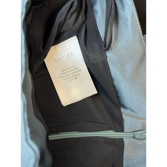 Gucci Made in Italy 100% silk Deep Blue/Gray Pencil Skirt with Slit Size 40/S - Picture 6 of 10